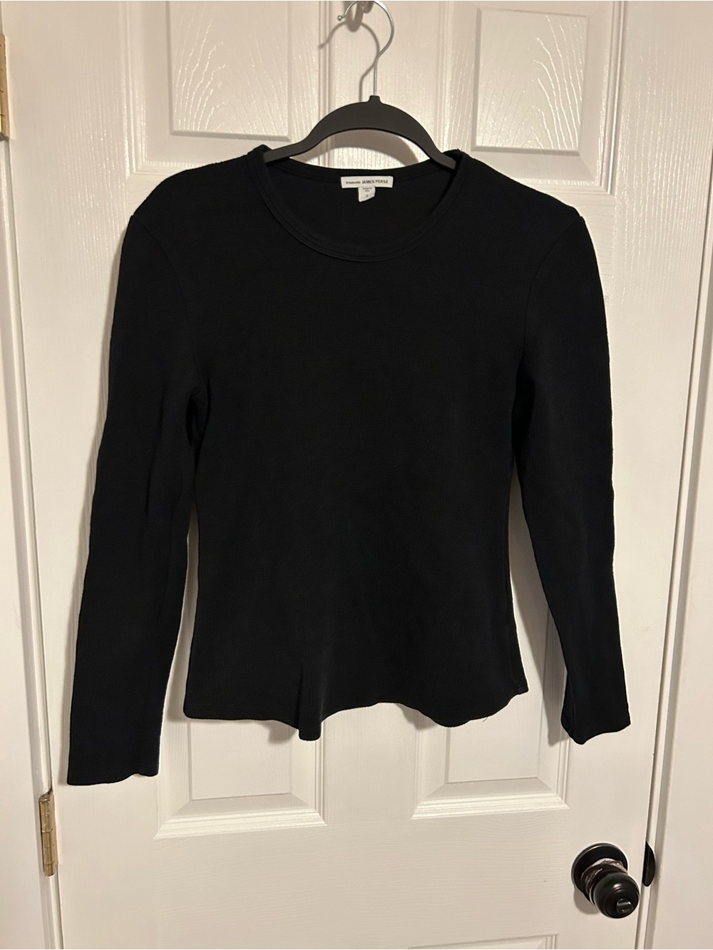 James Perse Black Long-Sleeve Ribbed Tee
